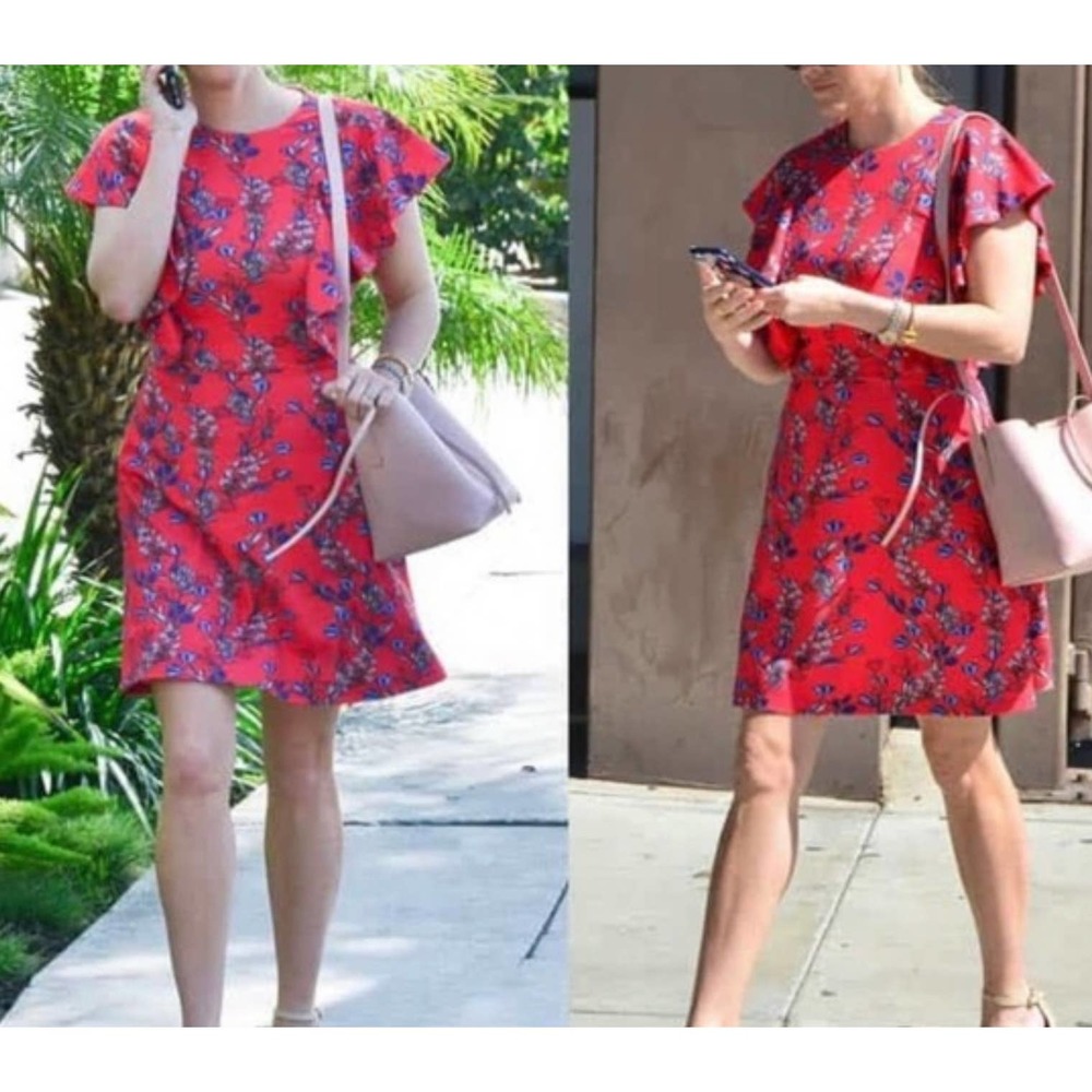 Draper James Red Floral Ruffle Sleeve Dress
